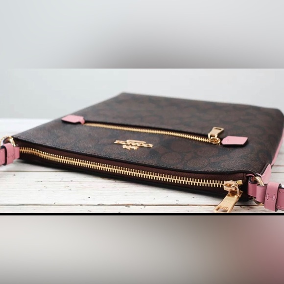 NWT Coach Signature Crossbody bag Brown/True Pink - Picture 7 of 7